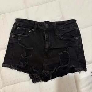 Aeropostale Black Distressed Jean Shorts
